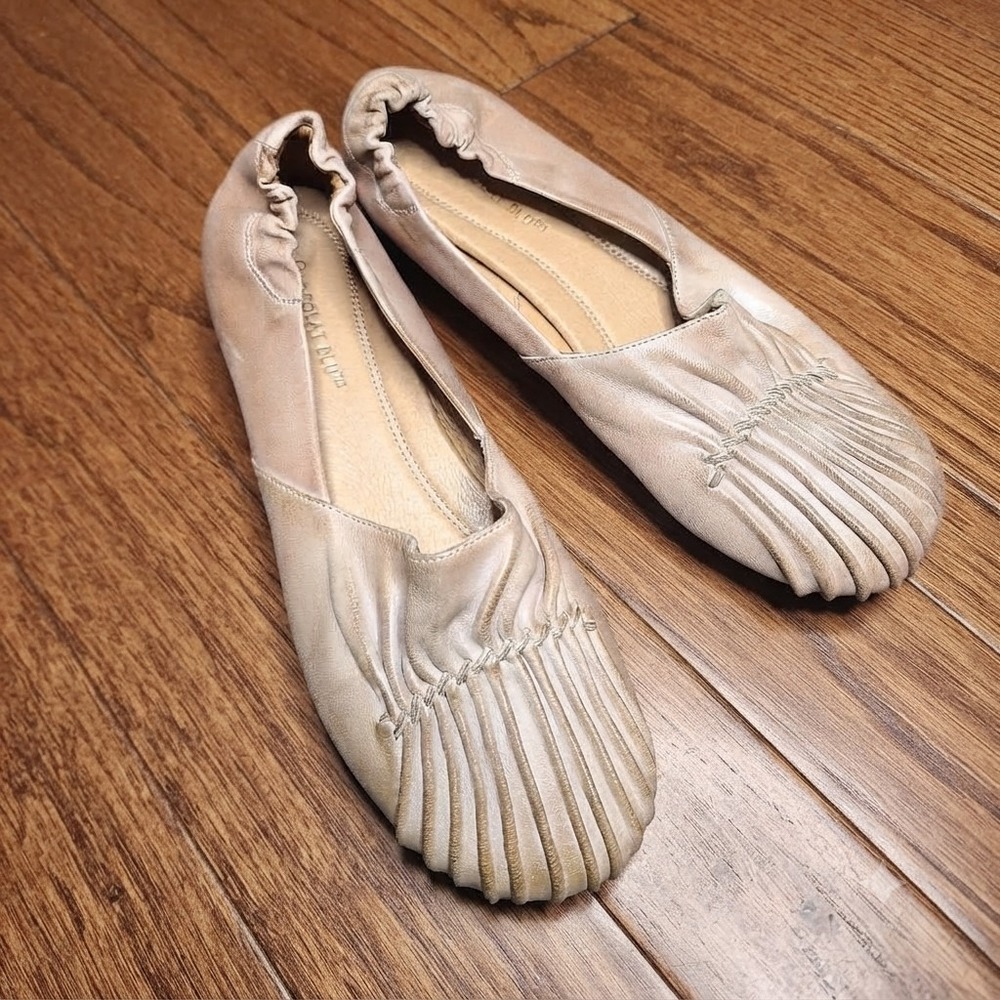 Chocolate Blu Sundance Flats Nude Greige Womens 8 Leather Caro Comfort Shoes
